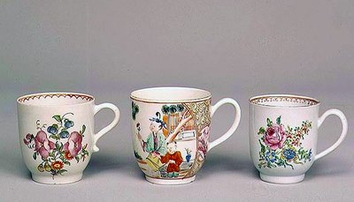Liverpool Coffee Cup; Lowestoft Porcelain Coffee Cup; Worcester Porcelain Coffee Cup by English School